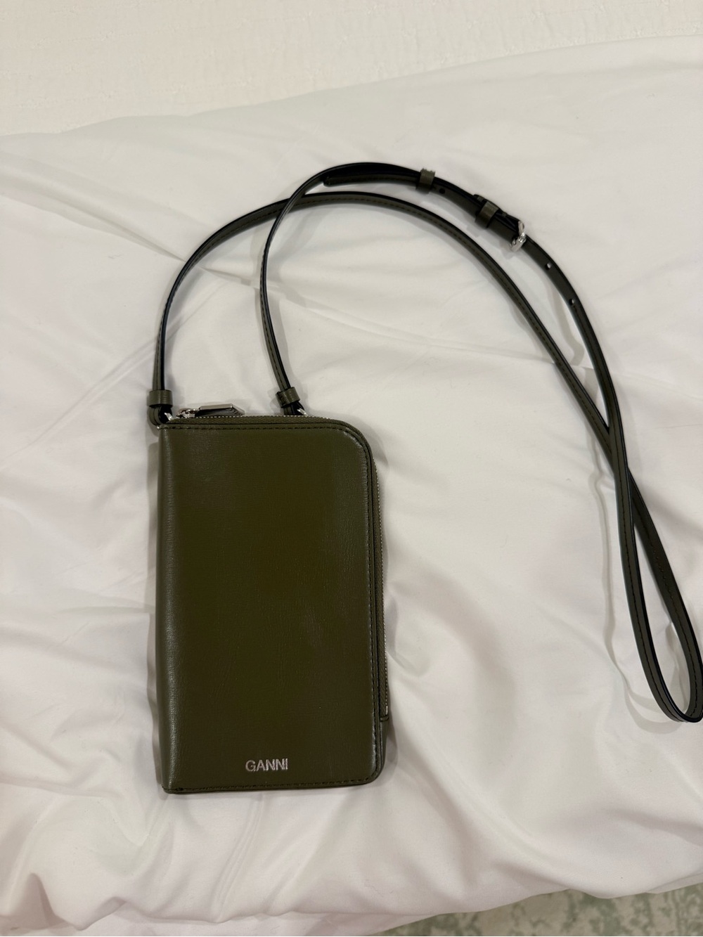 GANNI Olive Green Leather Crossbody